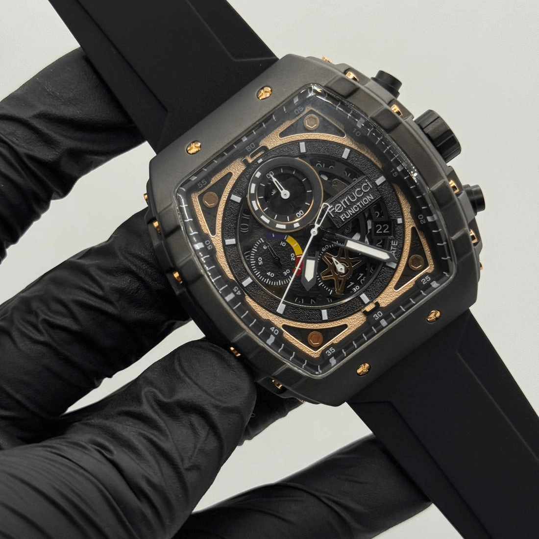 Ferrucci Stop watch black strap with 1 year warranty